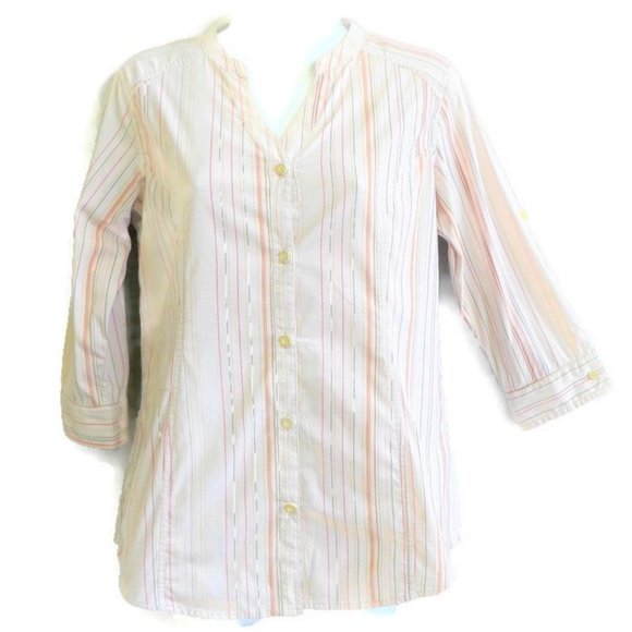 Royal Robins Shirt Princess Stripes Stretch Hiking Half Sleeves Roll Tabs Zip S - Picture 3 of 8